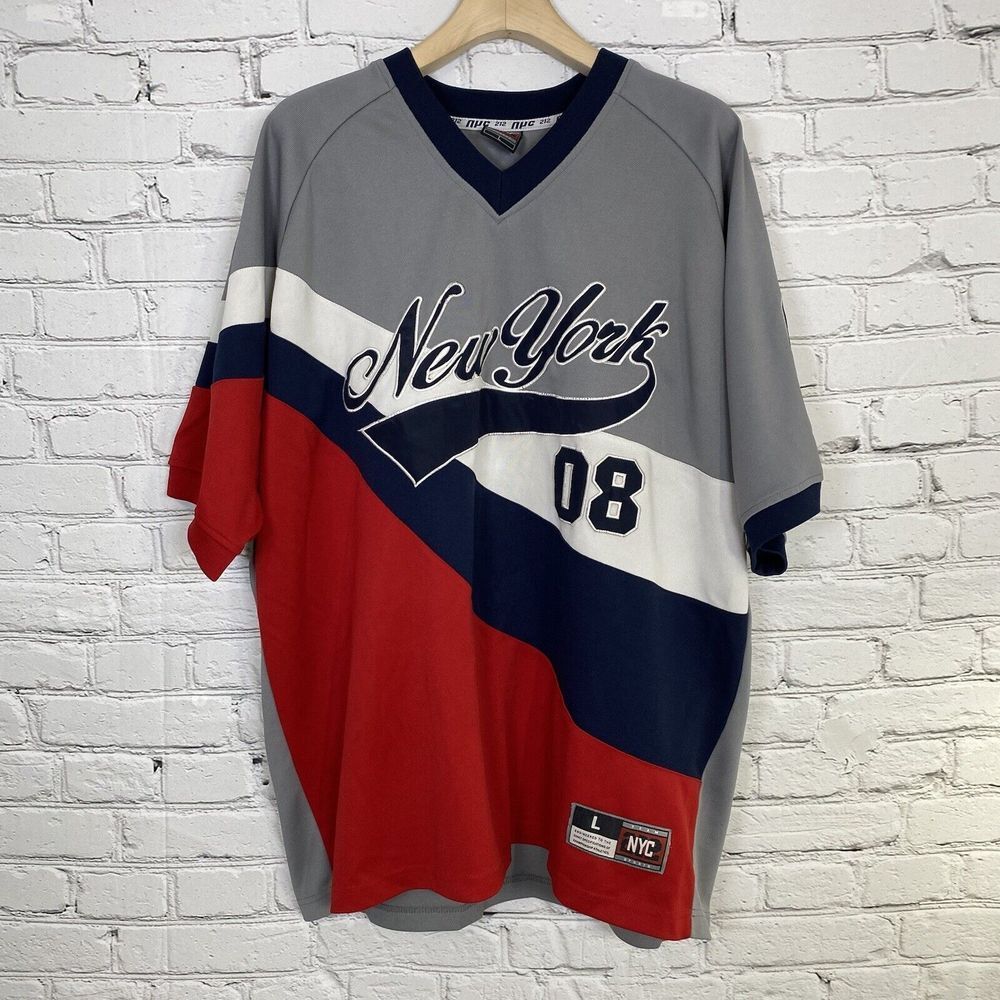 212 NYC Jersey New York 08 Size L Jersey Baseball Heavy Weight Stitched Vintage‎